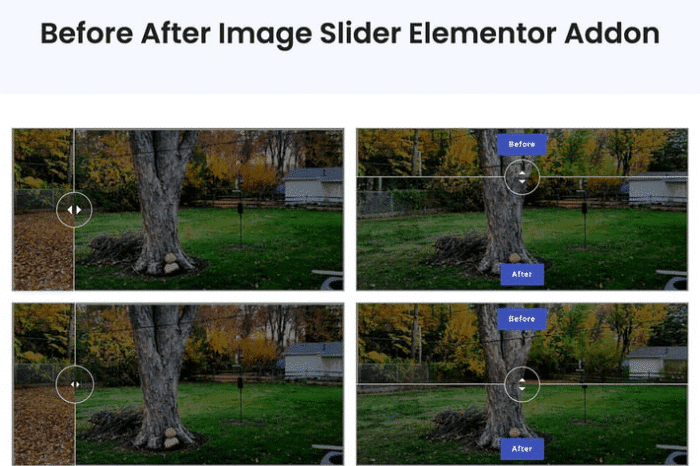 before after image slider elementor addon