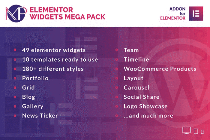 elementor widgets mega pack addons for elementor