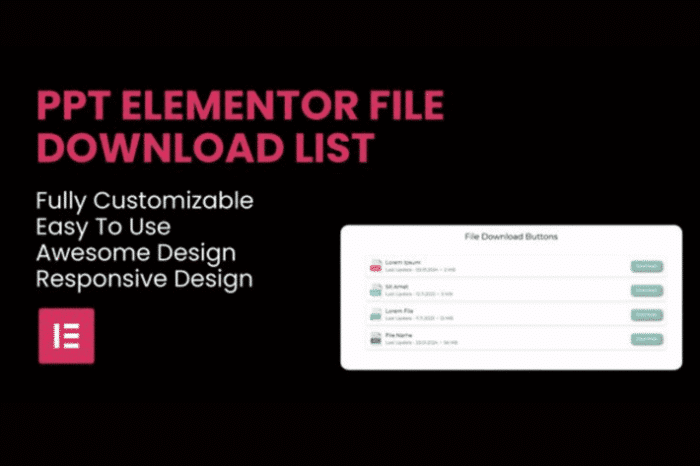 file download list elementor widget