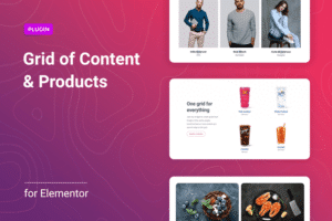 grid of content and products for elementor