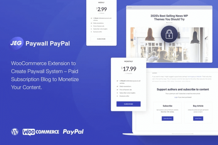 jeg paypal paywall content subscriptions system