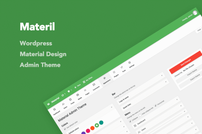 materil wordpress material design admin theme