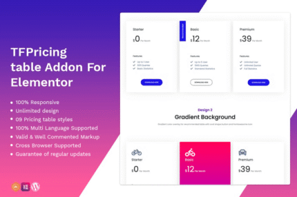 pricing table addon widget for elementor