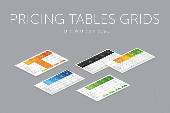 pricing tables grids for wordpress