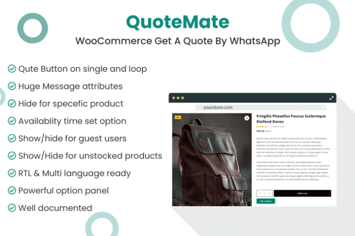 quotemate woocommerce get a quote by whatsapp