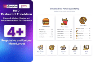 restaurant price menu addon for elementor