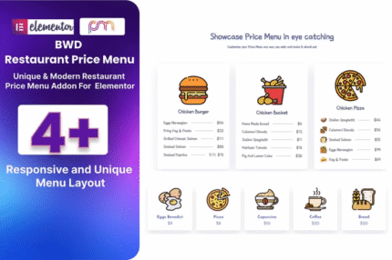 restaurant price menu addon for elementor