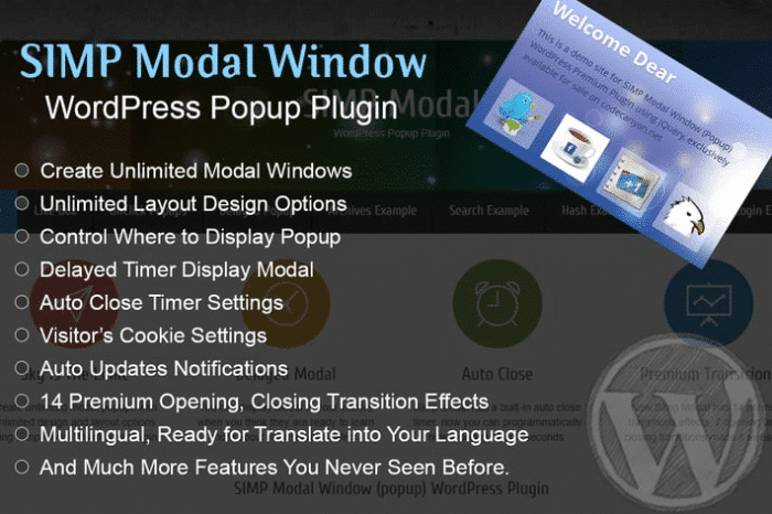 simp modal window wordpress plugin