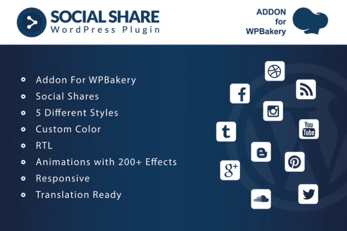 social share addons for wpbakery page builder