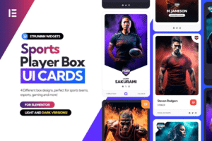 sports player box elementor ui cards