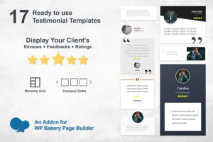 testimonials slider and grid wpbakery addon