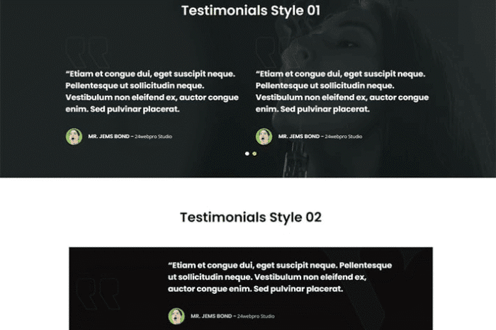 testimonials widget for elementor