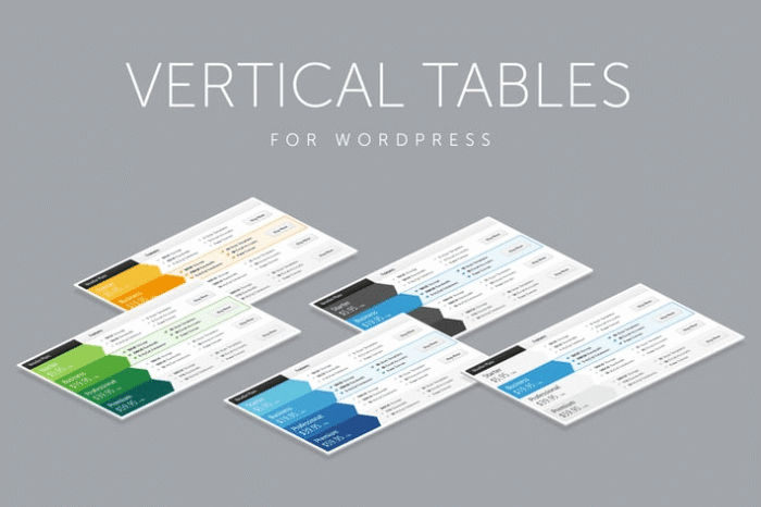vertical web pricing tables for wordpress