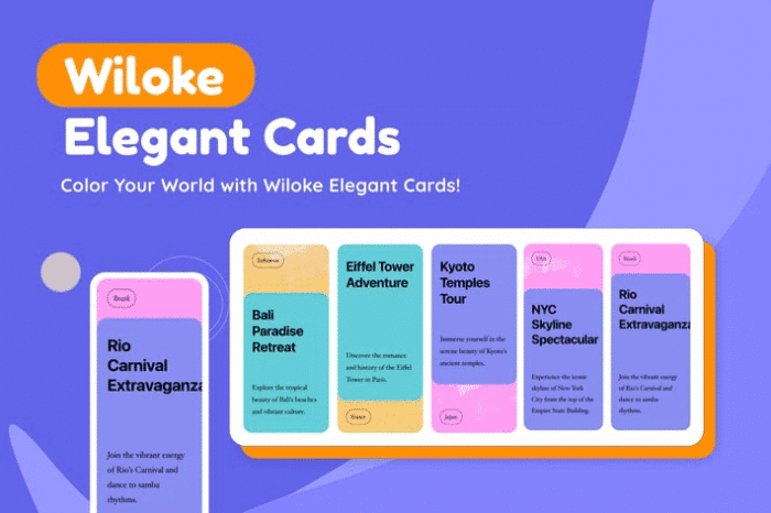 wiloke elegant cards elementor
