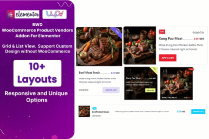 woocommerce product vendors elementor addon