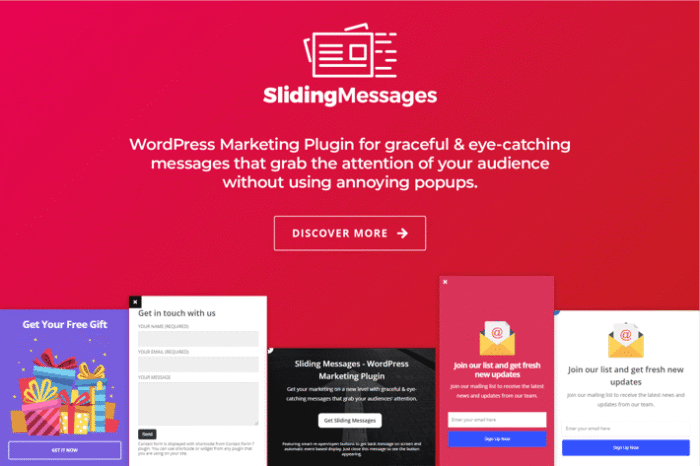 wordpress marketing plugin sliding messages