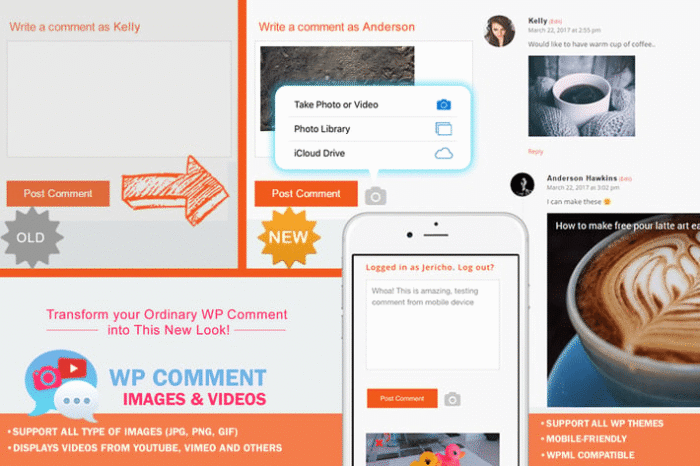 wp comment images and videos