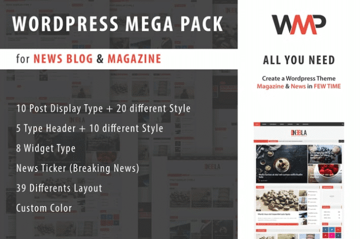 wp mega pack for news blog and magazine