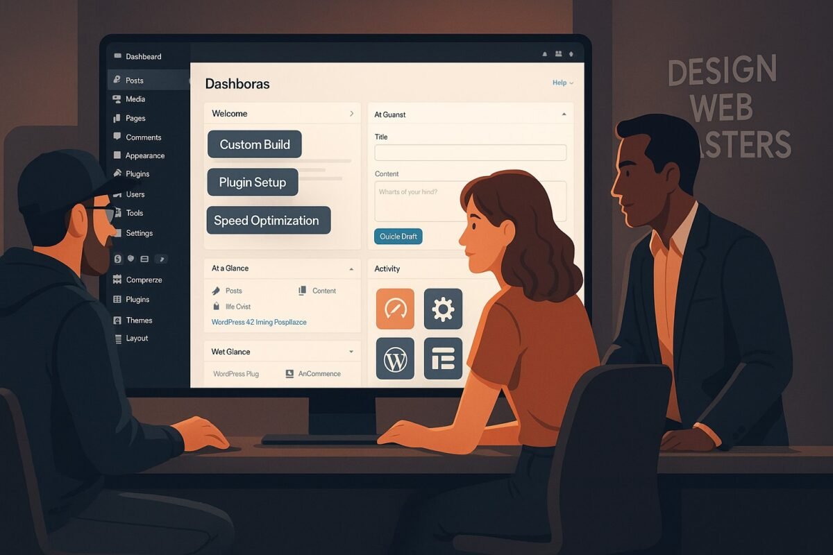 Design Web Masters team configuring WordPress site builder addons for a client project.