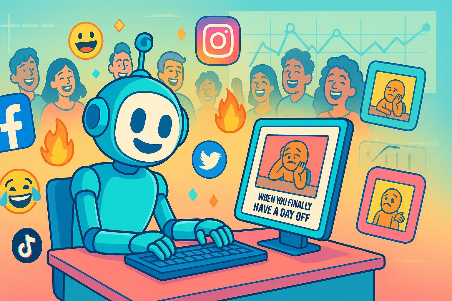 Generative AI creating viral memes on social media in 2025