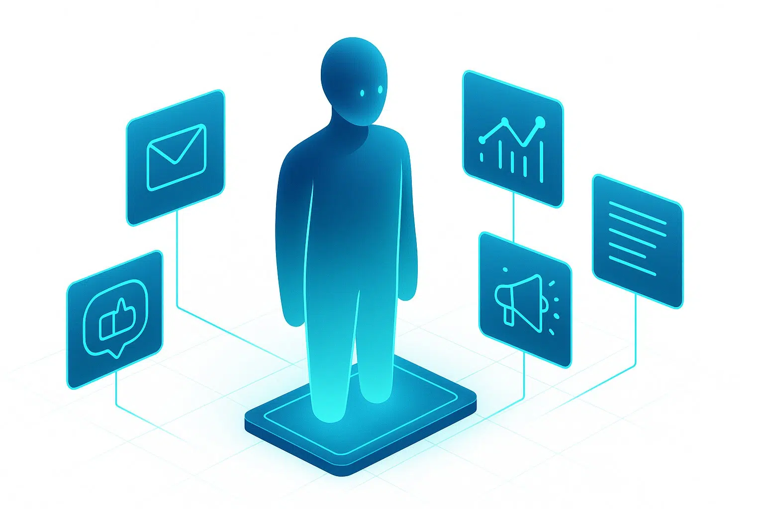 AI agent managing marketing tasks like email, social media, and content in 2025